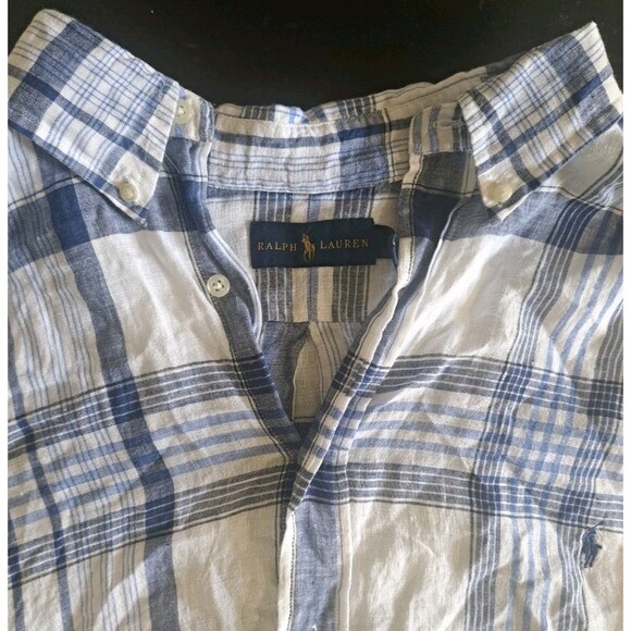 Ralph Lauren Men’s Shirt 2XL Blue White Plaid Long Sleeve Casual Button Up XXL - Picture 3 of 7